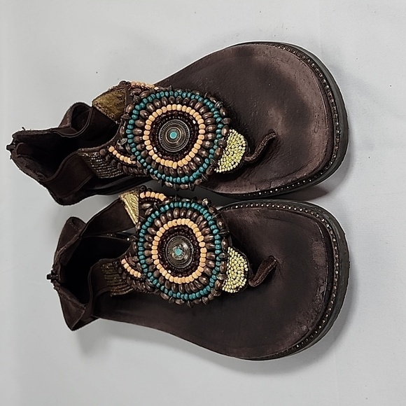 💜alegria PG LITE ZAN-802 Brown Suede Beaded Thongs Sandals Flats Casual Shoes - Picture 1 of 11